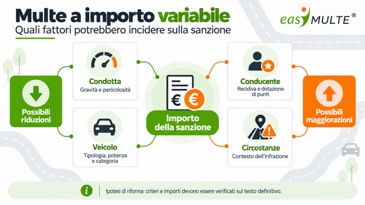 Schema delle possibili variazioni dell'importo delle sanzioni